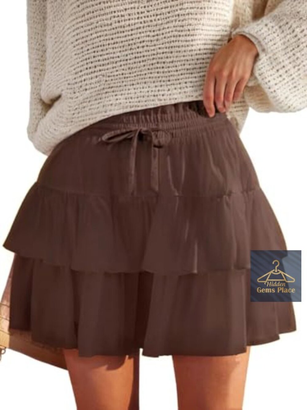 Women's Pleated Mini Skirt with Built-in Shorts Ruffled Tiered Skort